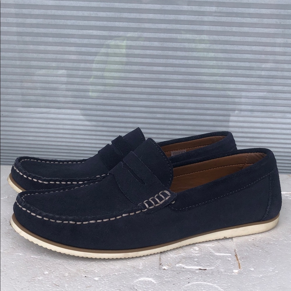 Topman Mens Collins Driver Blue Suede Loafers Slip On Shoes Size 42/9US
